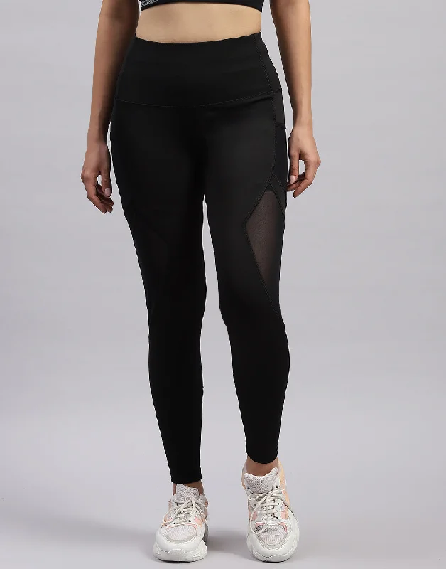 High-End Women's Apparel Women Black Solid Regular Fit Legging