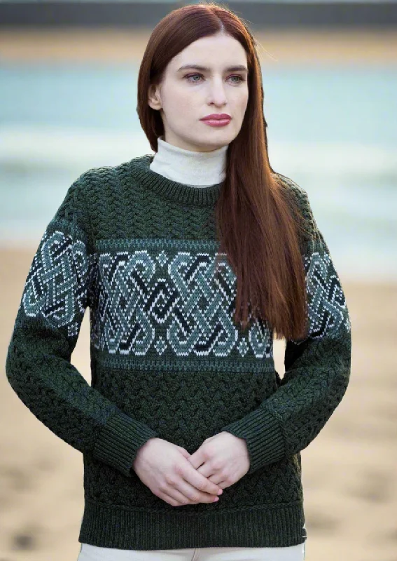 Clearance Sale Online Aran Crafts Unisex Jacquard Sweater | Green