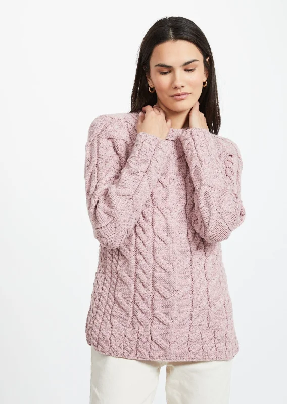 Fashion-forward Women's Wear Listowel Ladies Aran Cabled Sweater | Pink