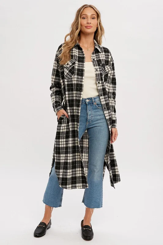 Women's Transitional Apparel Black Plaid Oversized Shirt