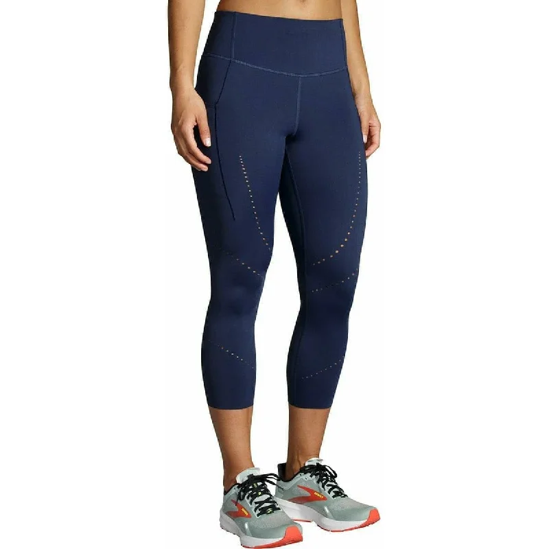 Workwear Fashion for Women Brooks Method 3/4 Capri Womens Running Tights - Navy