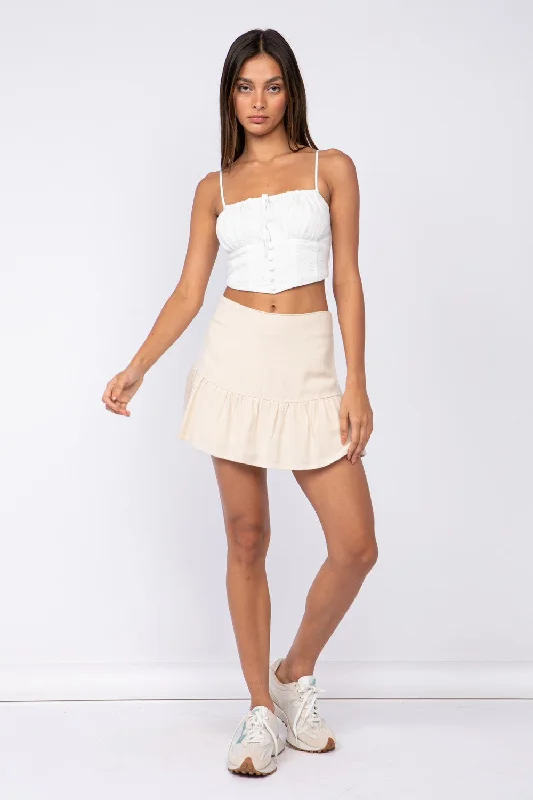 Outfits For Girls Beige High Waist Tiered Flare Skirt