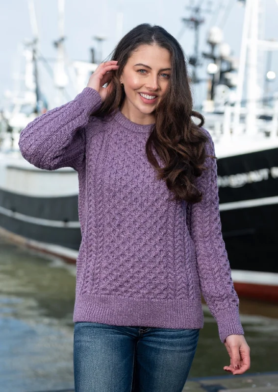 Women's Casual Wear Clothing Ladies Slim-Fit Aran Sweater | Lavender