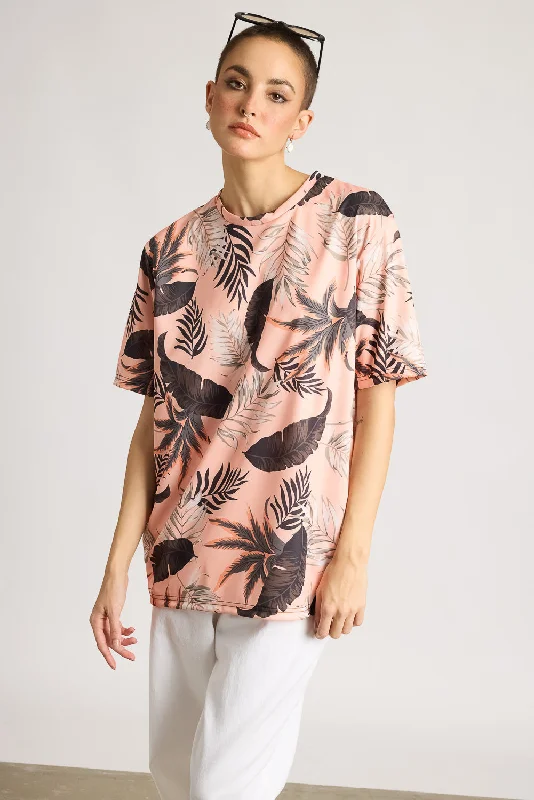 Women's Casual Dresses Printed Women's T-Shirt - Tropical Blaze