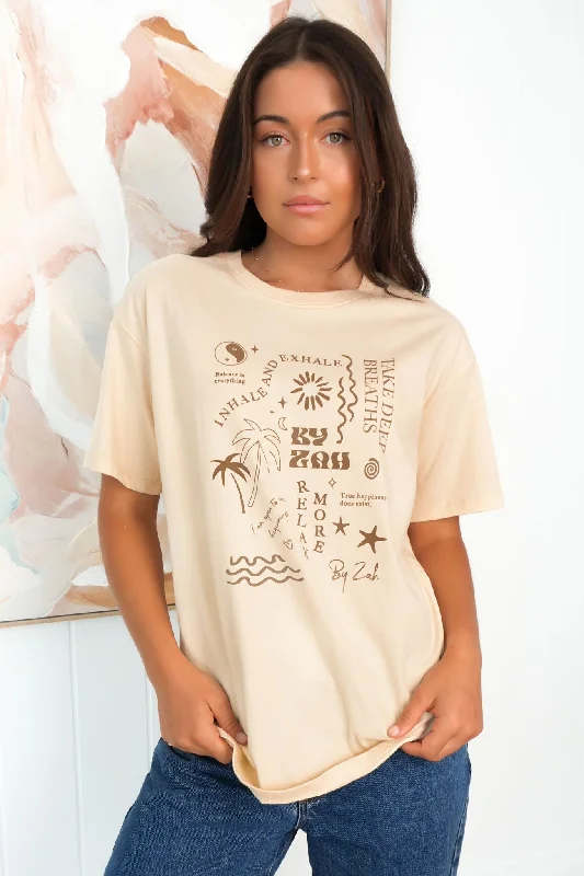 Holiday Gift Guide Sale ZAH Exhale Tee Beige