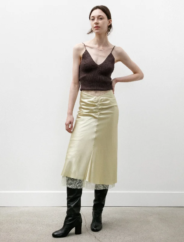 Casual Style for Busy Women Satin Midi Skirt Vanilla Yellow