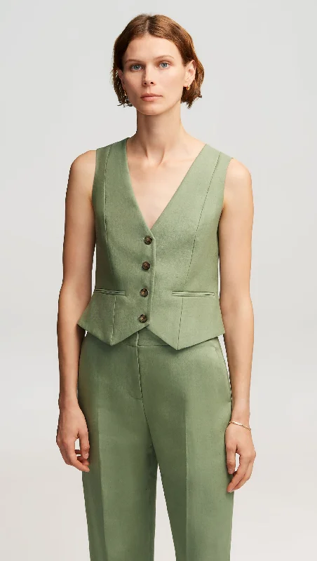 Holiday Gift Guide Sale Waistcoat in Linen | Sage