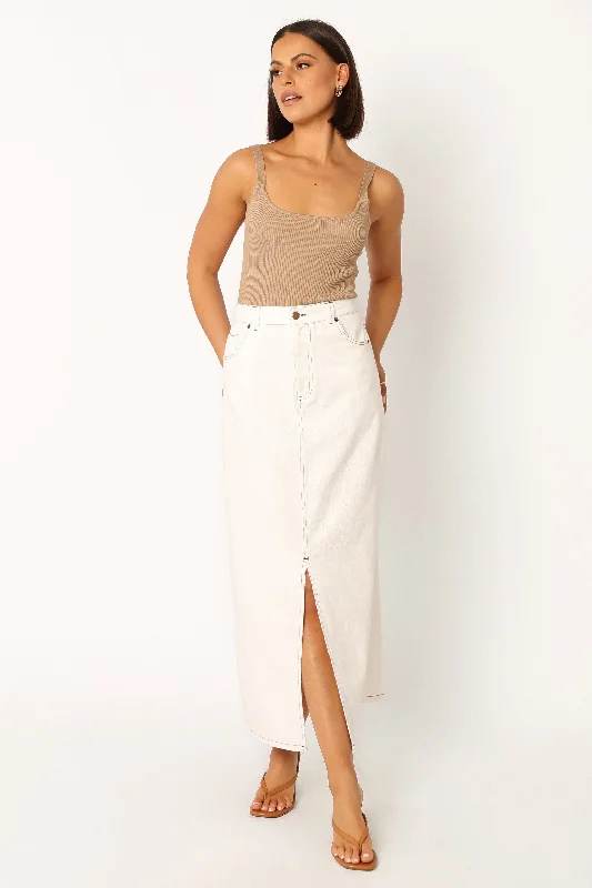 Women's Holiday Clothing Rana Denim Midi Skirt - White