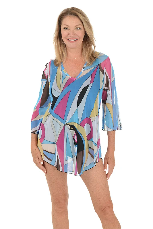 Sale Clearance Kaleidoscope Mesh Tunic Cover-Up