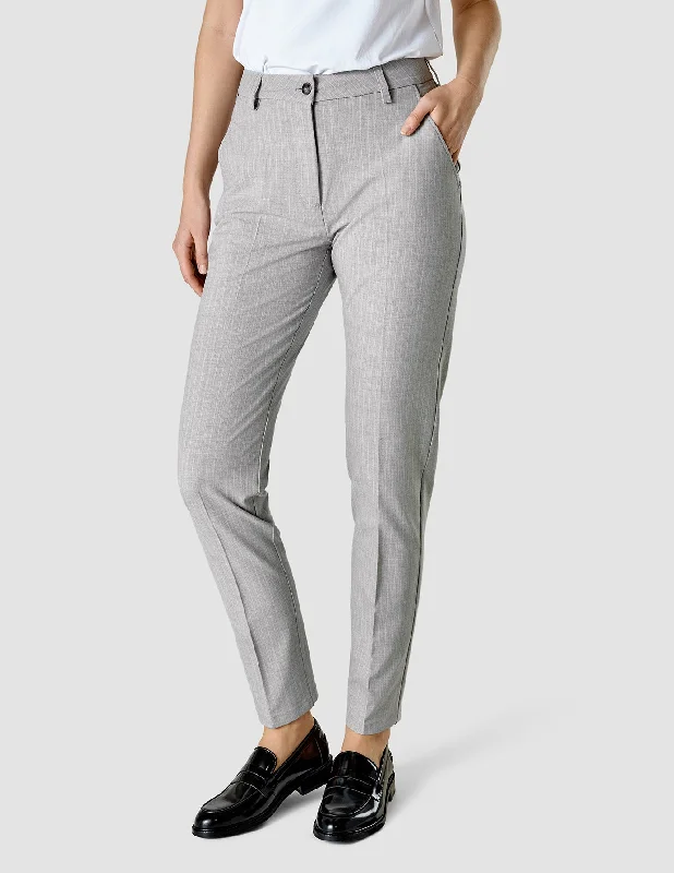 Winter Wardrobe Clearance Essential Pants Tapered Light Grey Pinstriped