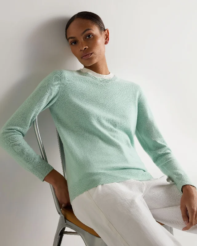 Women's Occasion Wear Apparel Women's Evie Classic Round Neck Cashmere Sweater Dusty Teal Green