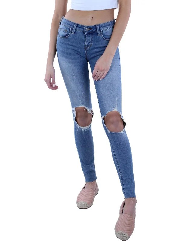 Sales For Clothes Womens Mid-Rise Distressed Skinny Jeans