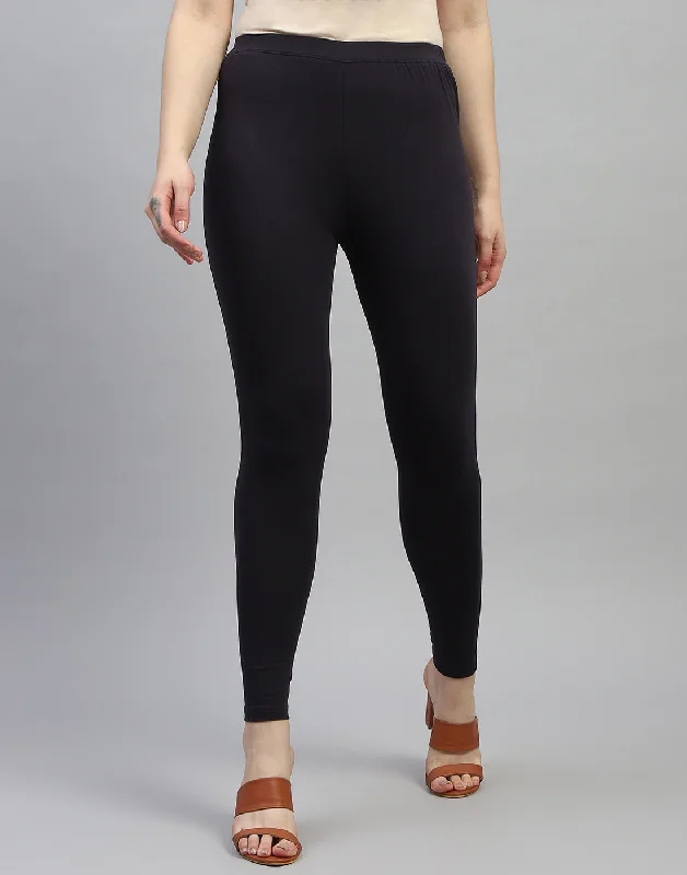 Holiday Gift Guide Sale Women Black Solid Regular Fit Legging