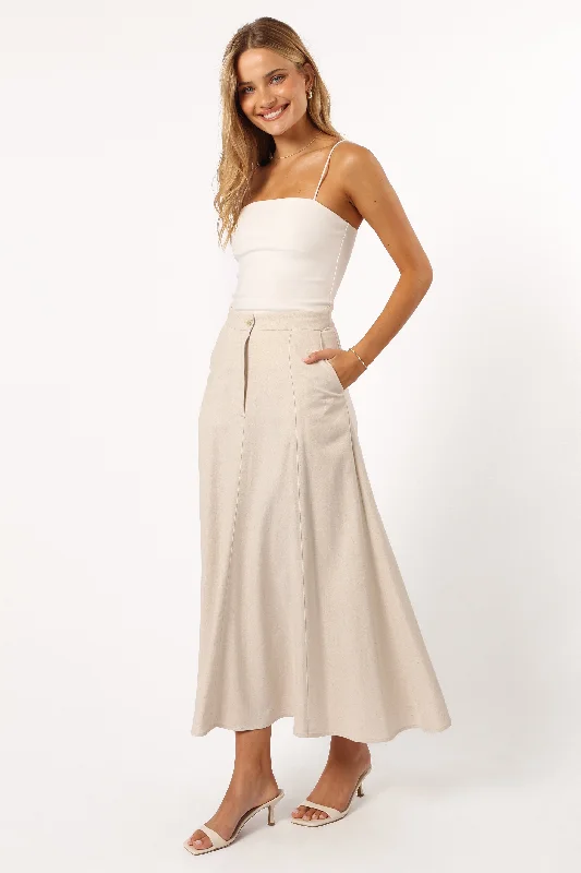 Trendy Women's Dresses Online Odetta Maxi Skirt - Oatmeal