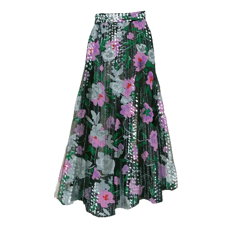 Women's Clothes For The Office Roses and Sequins Maxi Skirt