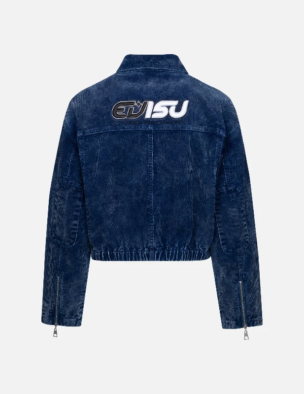 Casual Outfit For Women Logo Embroidery Fashion Fit Washed Corduroy Denim Jacket