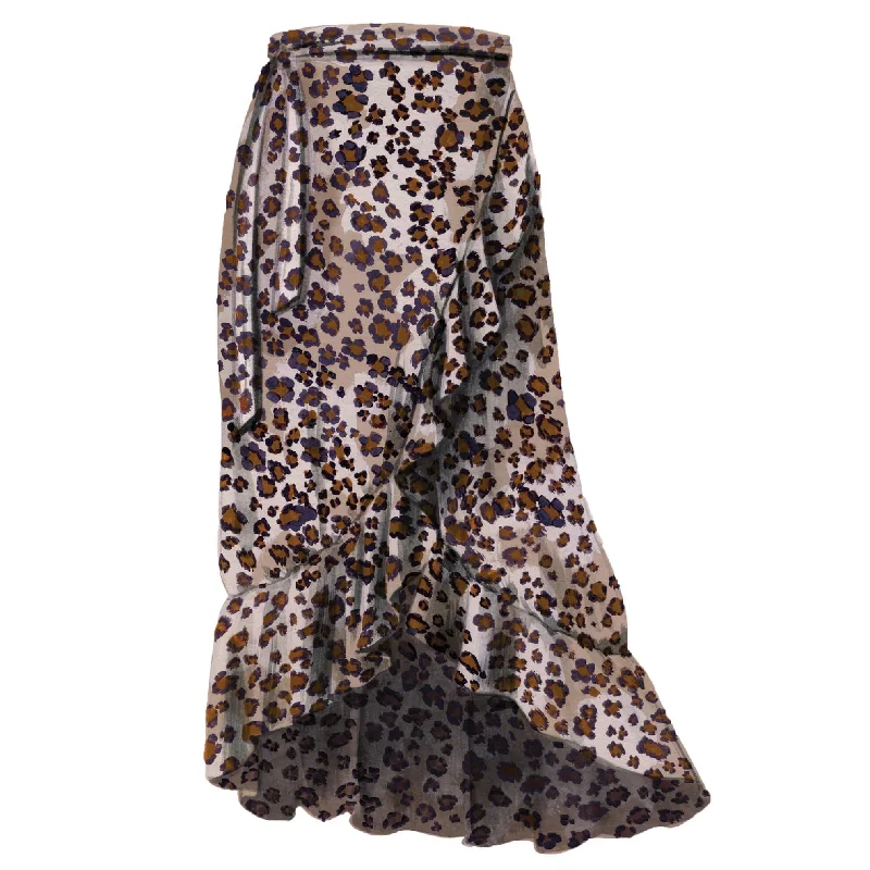 Women's Casual Wear Clothing Leopard Wrap Maxi Skirt