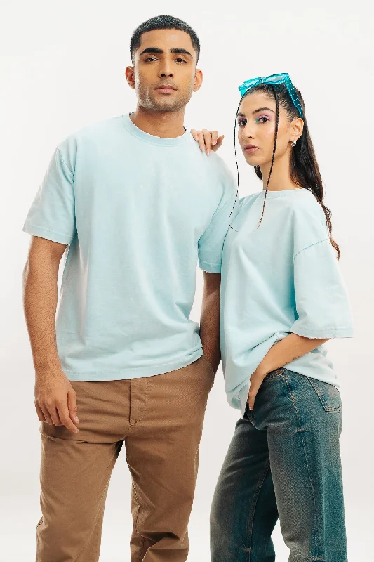 Flash Sales Today Azure Acid Wash Oversized Tees