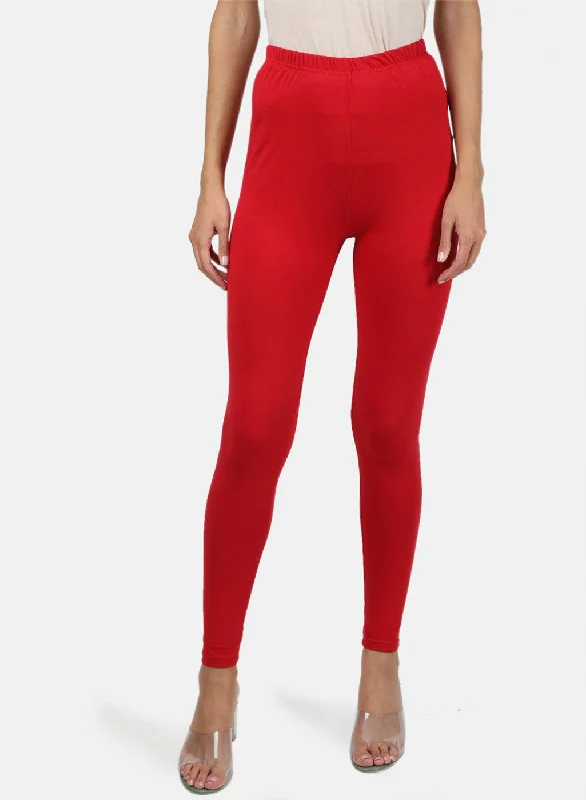 Clothing For Women Womens Red Plain Legging