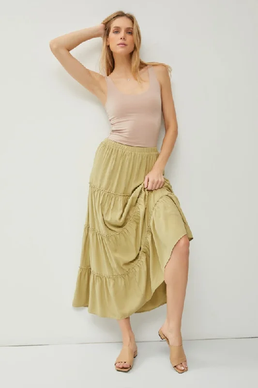 Women's Trendy Outfits Moss Tiered Maxi Skirt