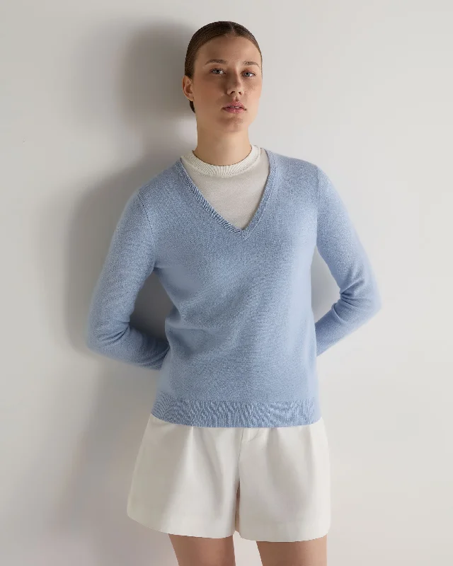 Women's Fashion-Forward Apparel Women's Phoebe V Neck Cashmere Sweater Sea Mist Blue