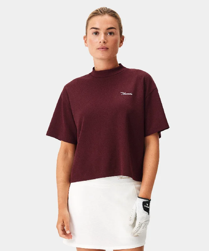 Affordable Women's Clothes Burgundy Cropped Players Tee