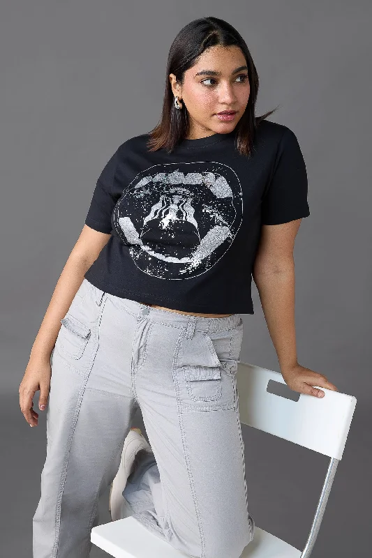 Plus Size Women Wear Black Spacey Women's T-Shirt