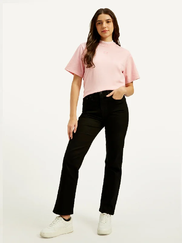 Women's Charming Outfit For Events Women's High Rise Straight Fit Black Jeans