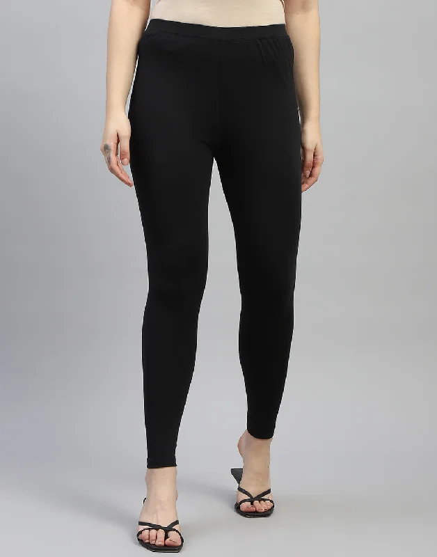 Exclusive Discount Women Black Solid Regular Fit Legging